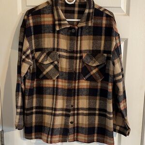 Amazon Plaid Button Down Shirt - Black, Tan, Brown